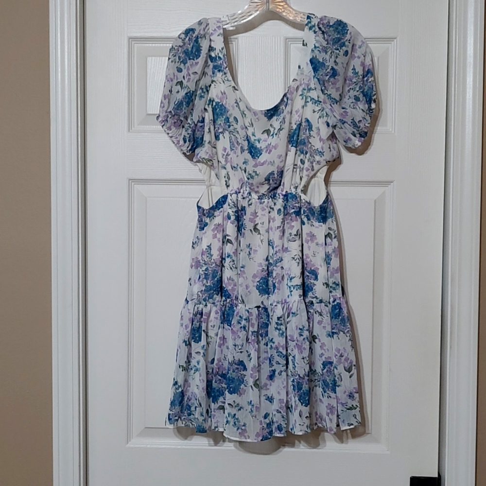Blue and purple floral dress